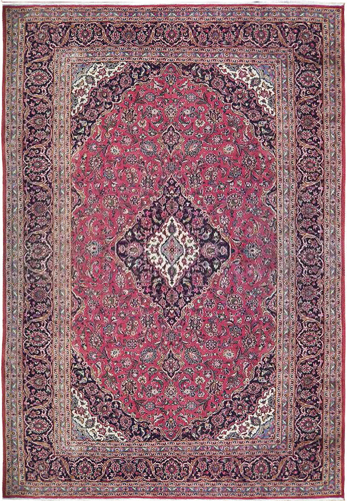 10' x 14' Semi-Antique Persian Kashan Iranian Rug 71833