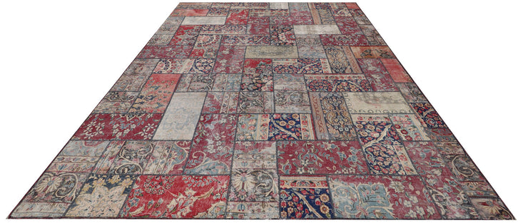 9' x 12' Vintage Hand-knotted Persian Antique PATCHWORK  Rug  Multi-Color