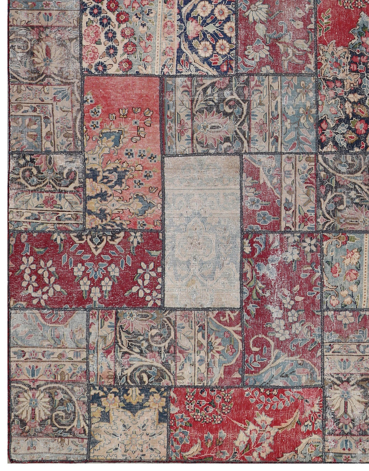 9' x 12' Vintage Hand-knotted Persian Antique PATCHWORK  Rug  Multi-Color