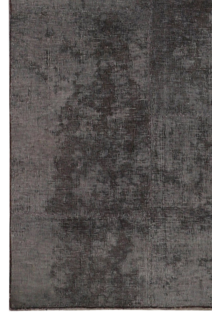 17 feet Long Persian Runner  Vintage Overdyed Patchwork Rug Charcoal Black Dark Gray