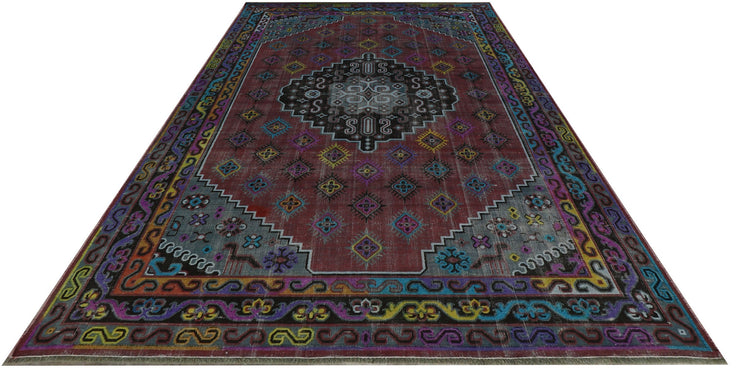 6' x 9' LOVELY COLORS  Purple Blue Vintage Hand-knotted Persian Rug Overdyed Pre-Owned