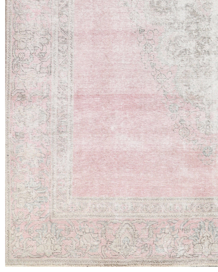 Faded Light PINK  7' x 9' Persian Rug Vintage Hand-knotted Rug Overdyed Pre-Owned