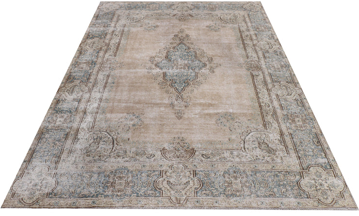 NEUTRAL TAUP VINTAGE PERSIAN RUG 8' x 11'  Distressed carpet