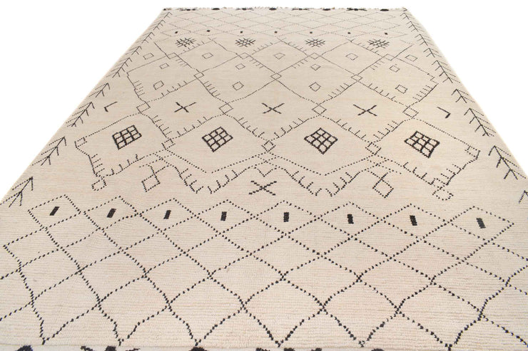 9.0 x 13.0 Handmade Contemporary Moroccan Wool Rug