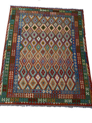 10' x 13' Multi-Color Red Kilim Rug