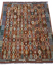 10' x 13' Multi-Color Red Kilim Rug