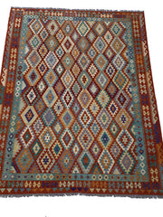 10' x 13' Multi-Color Red Kilim Rug