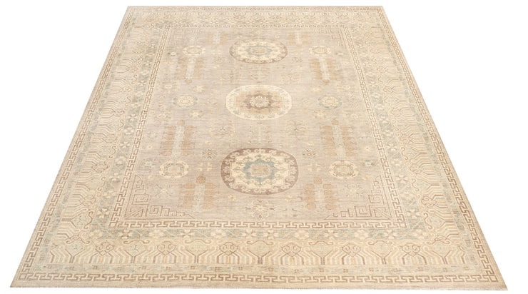 10' x 14' Chobi Peshawar Rug Fine Ghazni Wool GRAY