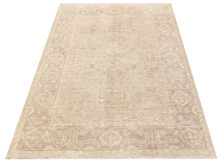 5' x 7' Chobi Peshawar Rug Fine Ghazni Wool PASTELS PALE