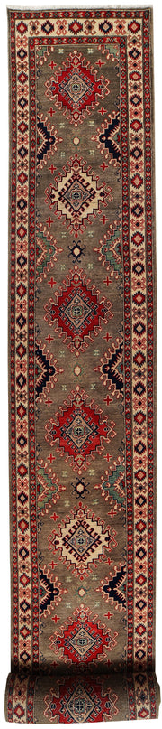 3' x 27' Beautiful Handmade Peanut Brown Kazak Rug- Natural Wool