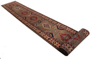 2' x 27' Beautiful Handmade Red Kazak Rug- Natural Wool