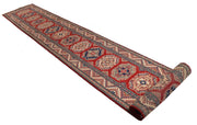 3' x 20' Beautiful Handmade Red Kazak Rug- Natural Wool