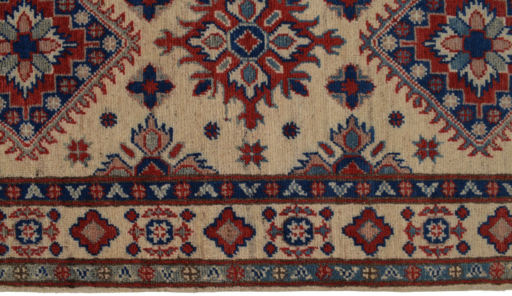 2' x 26' Beautiful Handmade Ivory Kazak Rug- Natural Wool