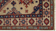 2' x 26' Beautiful Handmade Ivory Kazak Rug- Natural Wool