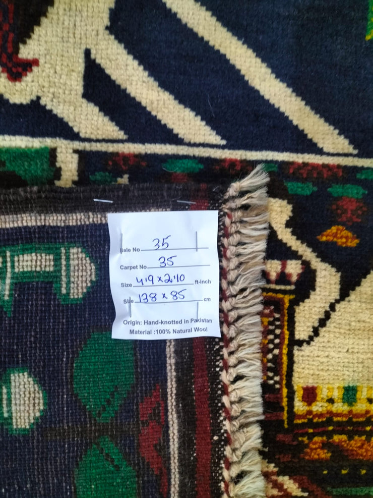 3' x 5' Pictorial Afghan Tribe Handmade Rug