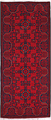 6 FOOT HALLWAY RUNNER 2' x 6' Dark Red Afghan Khal Mohammadi Rug Ethnic Tribal Rug