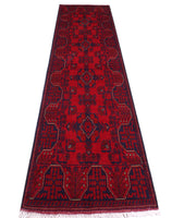 6 FOOT HALLWAY RUNNER 2' x 6' Dark Red Afghan Khal Mohammadi Rug Ethnic Tribal Rug