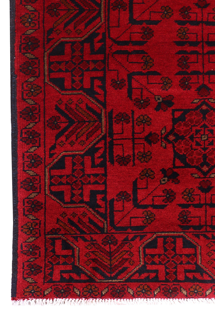 6 FOOT HALLWAY RUNNER 3' x 6' Dark Red Afghan Khal Mohammadi Rug Ethnic Tribal Rug