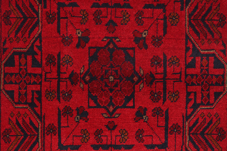 6 FOOT HALLWAY RUNNER 3' x 6' Dark Red Afghan Khal Mohammadi Rug Ethnic Tribal Rug