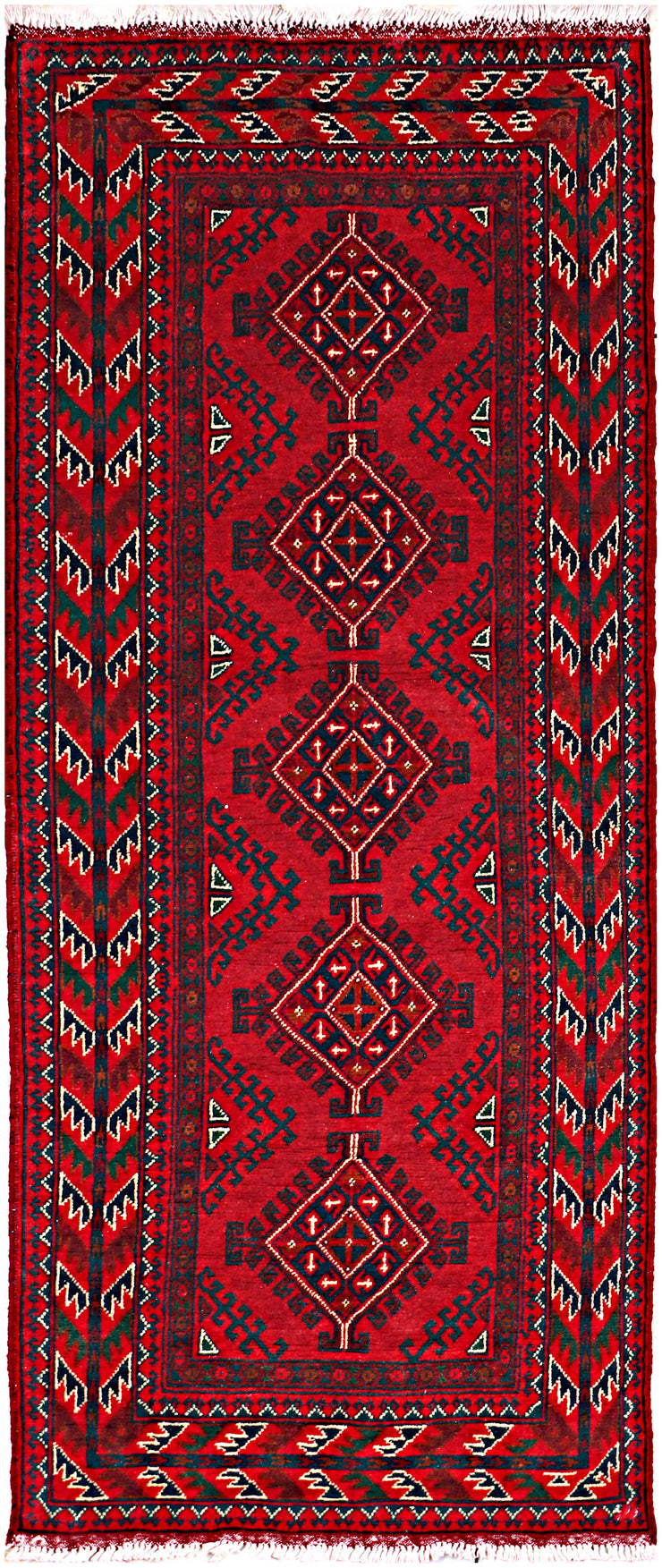 7 FOOT RUNNER 3' x 7' Dark Red Afghan Khal Mohammadi Rug Ethnic Tribal Hallway Rug