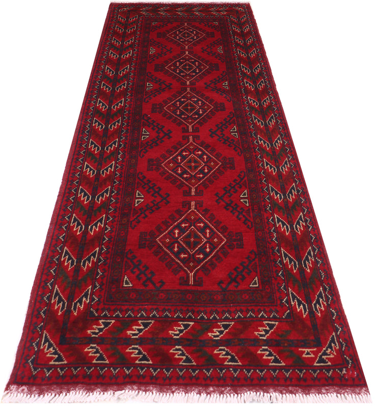 7 FOOT RUNNER 3' x 7' Dark Red Afghan Khal Mohammadi Rug Ethnic Tribal Hallway Rug