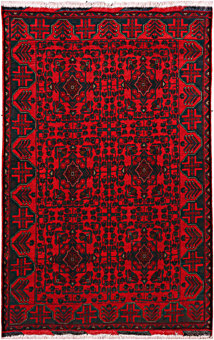 4' x 6' Dark Red Afghan Khal Mohammadi Rug Ethnic Tribal Rug