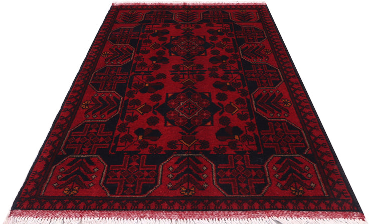 2' x 4' Dark Red Afghan Khal Mohammadi Rug Ethnic Tribal Rug