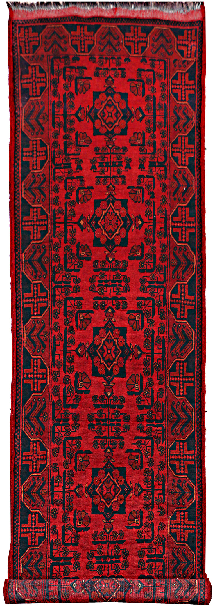 9 FOOT RUNNER 2' x 9' Dark Red Afghan Khal Mohammadi Rug Ethnic Tribal Hallway Rug