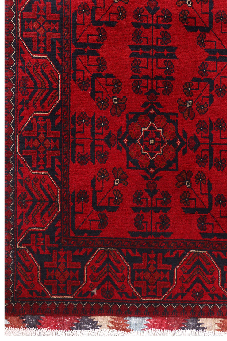 3' x 9' Dark Red Afghan Khal Mohammadi Rug Ethnic Tribal Rug