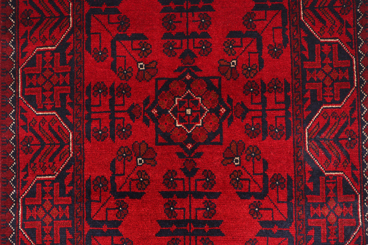 3' x 9' Dark Red Afghan Khal Mohammadi Rug Ethnic Tribal Rug