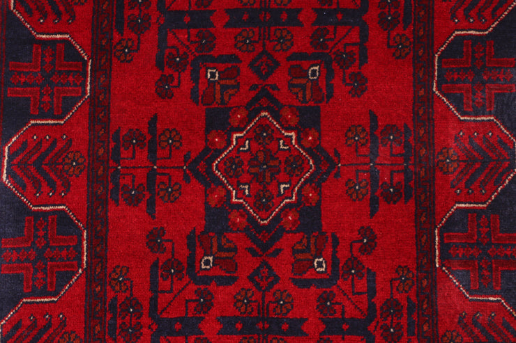 3' x 9' Dark Red Afghan Khal Mohammadi Rug Ethnic Tribal Rug