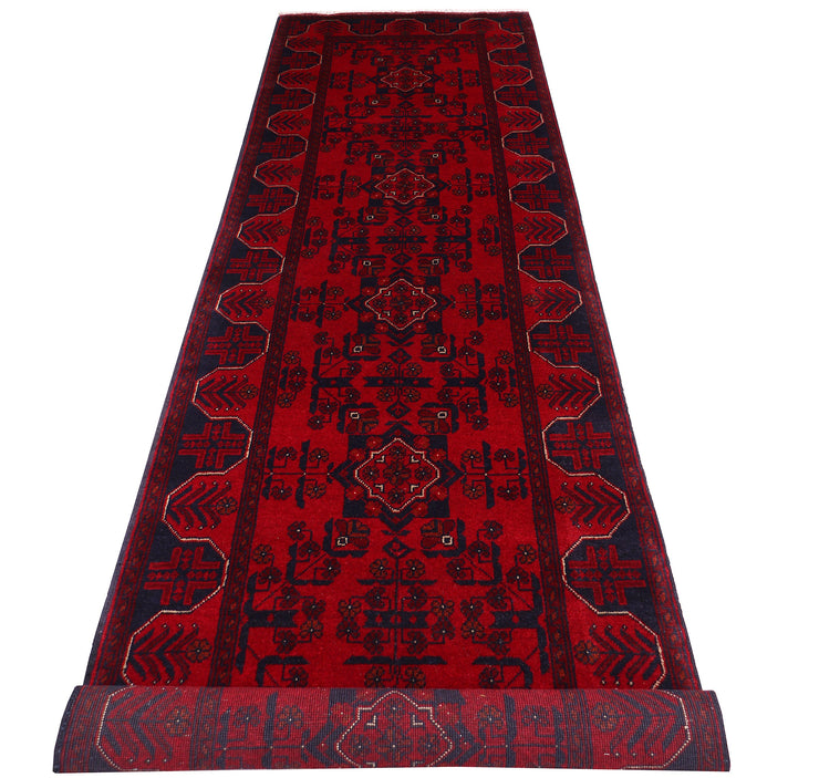 3' x 9' Dark Red Afghan Khal Mohammadi Rug Ethnic Tribal Rug