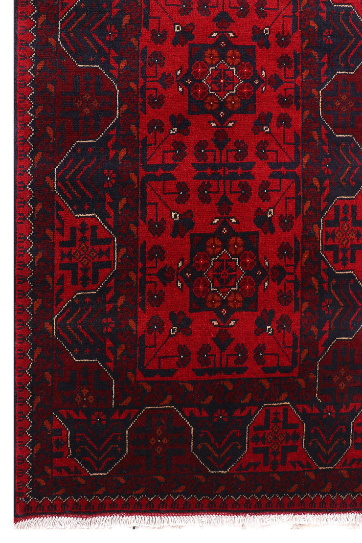 9 FOOT HALLWAY RUNNER 3' x 9' Dark Red Afghan Khal Mohammadi Rug Ethnic Tribal Rug