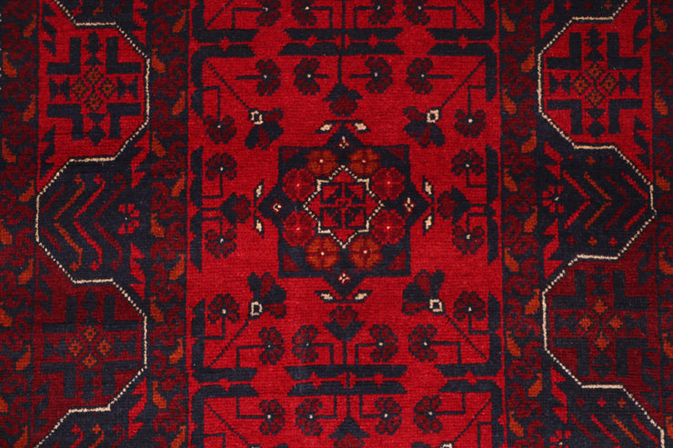 9 FOOT HALLWAY RUNNER 3' x 9' Dark Red Afghan Khal Mohammadi Rug Ethnic Tribal Rug