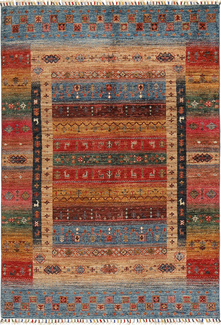 Stunning Colorful 4' x 6' Super Kazak Area Rug