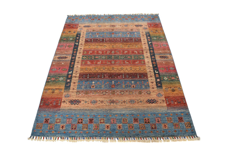 Stunning Colorful 4' x 6' Super Kazak Area Rug