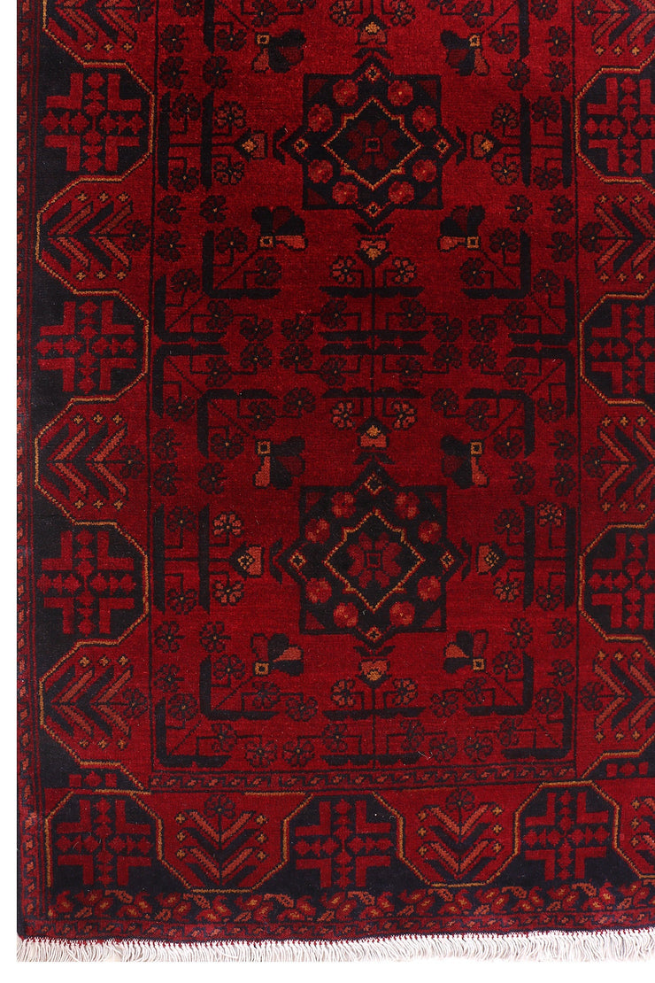 9 FOOT HALLWAY RUNNER 3' x 9' Dark Red Afghan Khal Mohammadi Rug Ethnic Tribal Rug