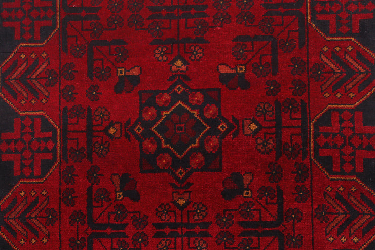 9 FOOT HALLWAY RUNNER 3' x 9' Dark Red Afghan Khal Mohammadi Rug Ethnic Tribal Rug