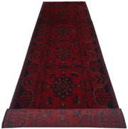 9 FOOT HALLWAY RUNNER 3' x 9' Dark Red Afghan Khal Mohammadi Rug Ethnic Tribal Rug