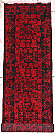 10 FOOT RUNNER 3' x 10' Dark Red Afghan Khal Mohammadi Rug Ethnic Tribal Rug