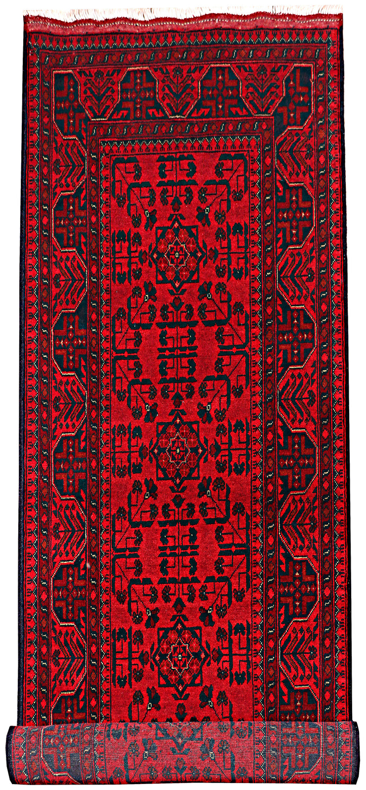 10 FOOT RUNNER 3' x 10' Dark Red Afghan Khal Mohammadi Rug Ethnic Tribal Rug