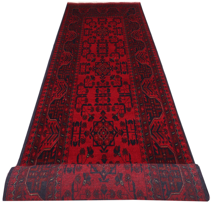 10 FOOT RUNNER 3' x 10' Dark Red Afghan Khal Mohammadi Rug Ethnic Tribal Rug