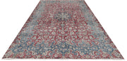 8' x 11' Persian Vintage Hand-knotted Rug Faded Blue Red Pre-Owned Evenly Worn Low pile