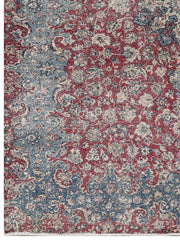 8' x 11' Persian Vintage Hand-knotted Rug Faded Blue Red Pre-Owned Evenly Worn Low pile