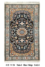 3' x 5' Black Wool & Silk Nain Rug