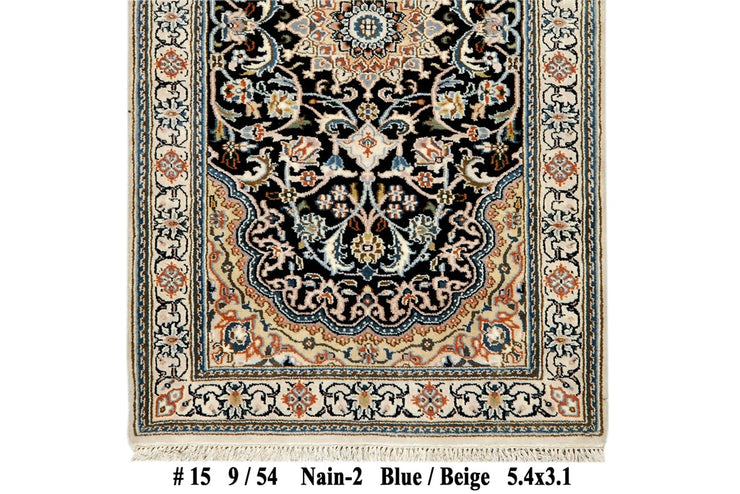 3' x 5' Black Wool & Silk Nain Rug