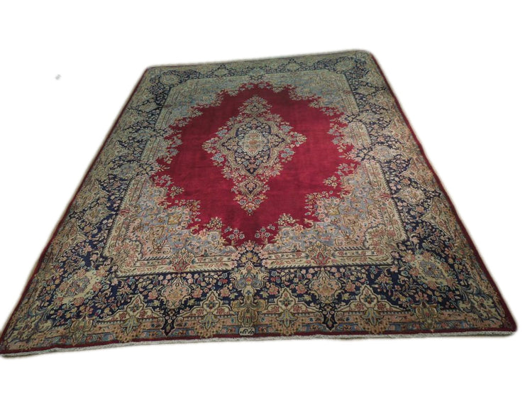 10' x 13' Red Semi-Antique Persian Kerman Rug