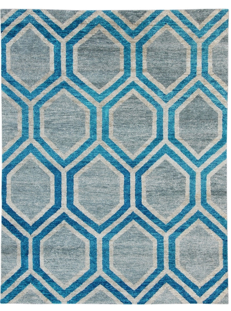 8' x 10' Blue Transitional Modern Rug