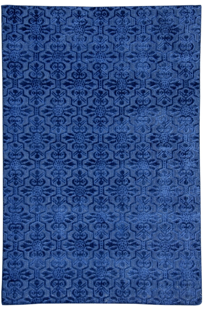 8' x 10' ROYAL D. Blue Contemporary Rug RAISED WOOL and VISCOS