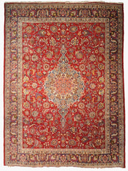 10x14 Pre owned Persian Kashan Mashad Rug RED IRAN 7888 - bestrugplace